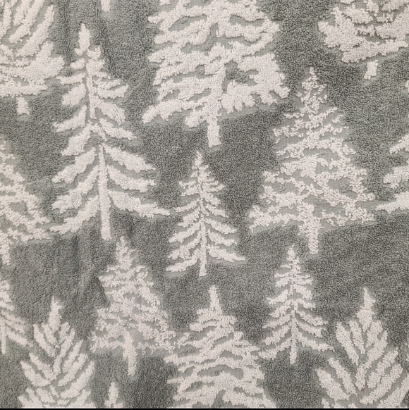 8pc Balsam & Fir Christmas Tree Farm Bath Hand Washcloth Towel Set Gray White - Picture 8 of 11